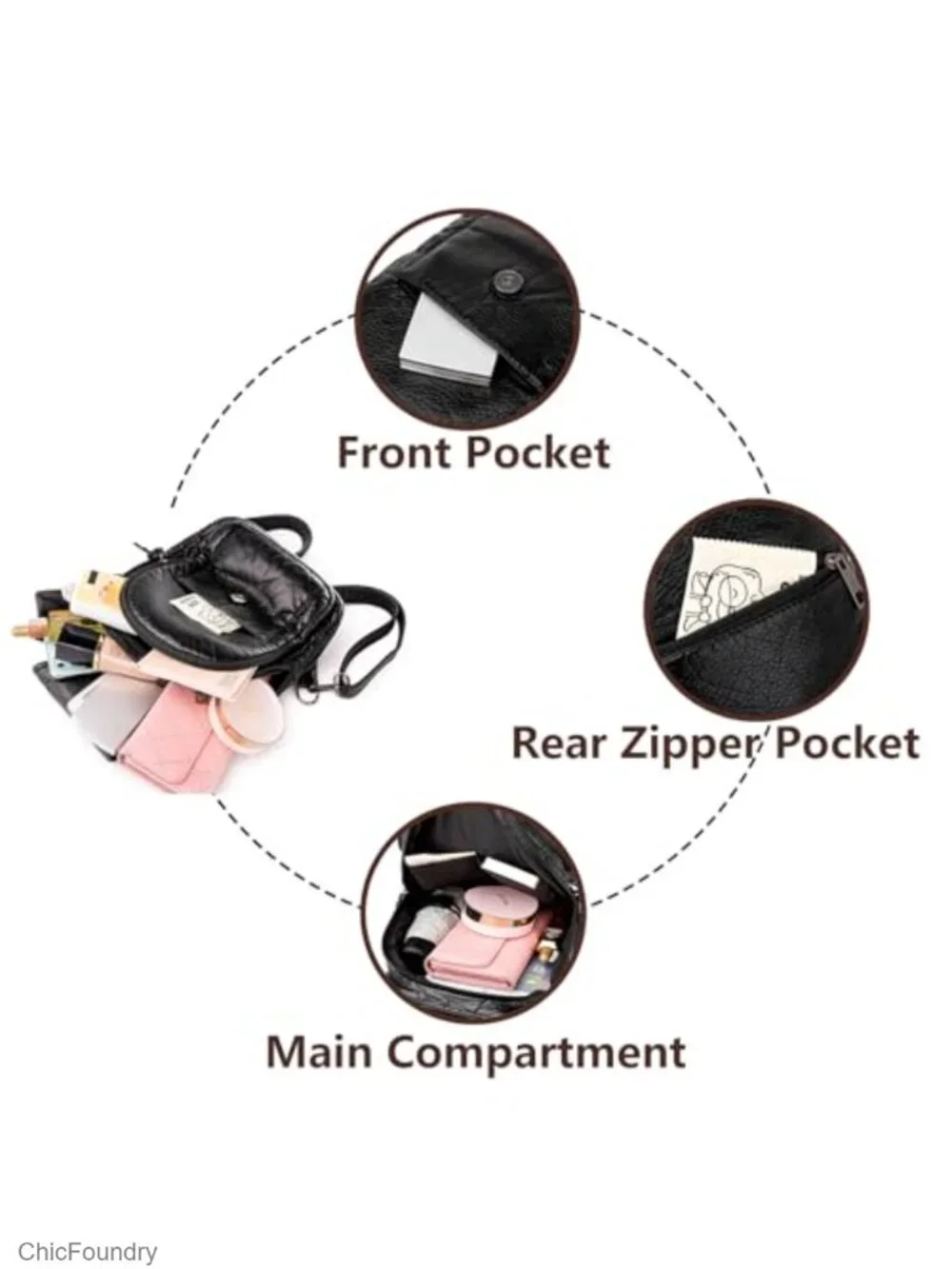 Mini Backpack for Women Soft Washed PU Leather Small Backpack Purse Ladies